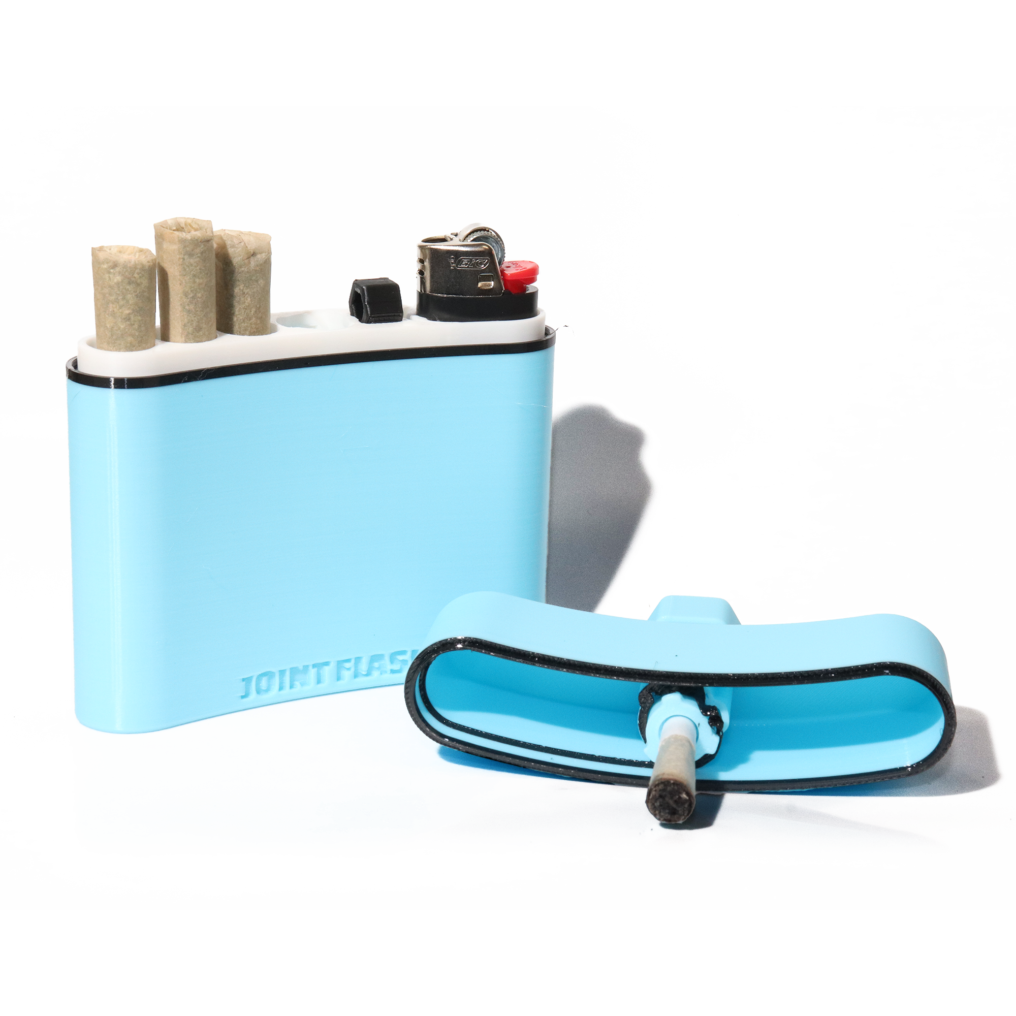 Joint Flask in Biscayne blue, pocket smoke caddy