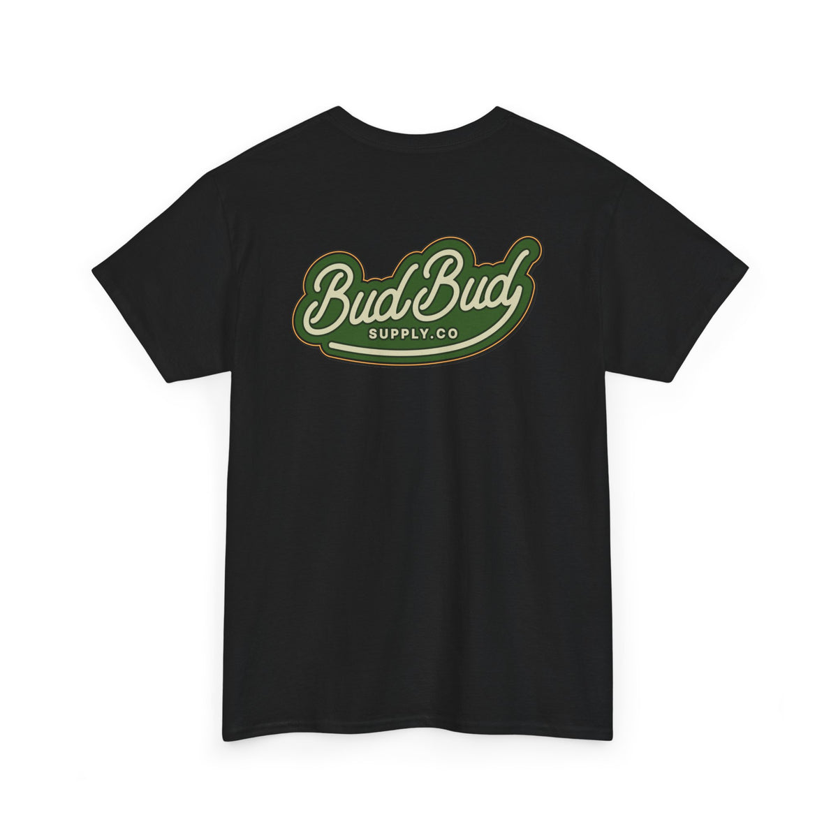 Bud Bud Supply Co. Logo Tee — Retro Green Script Chest & Back Shirt