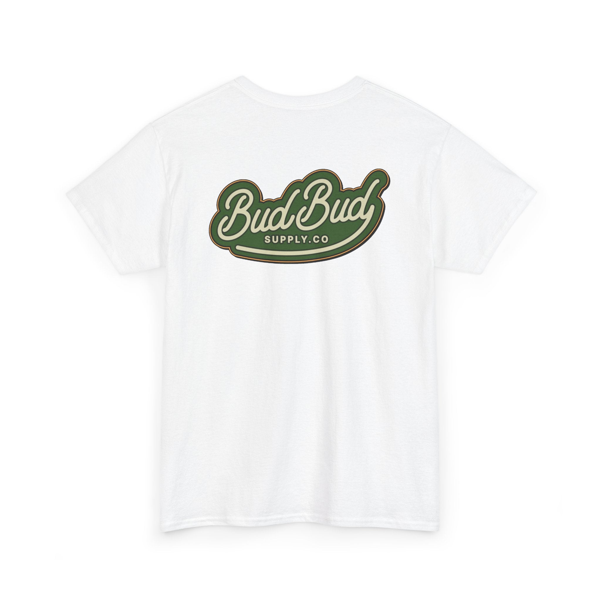 Bud Bud Supply Co. Logo Tee — Retro Green Script Chest & Back Shirt