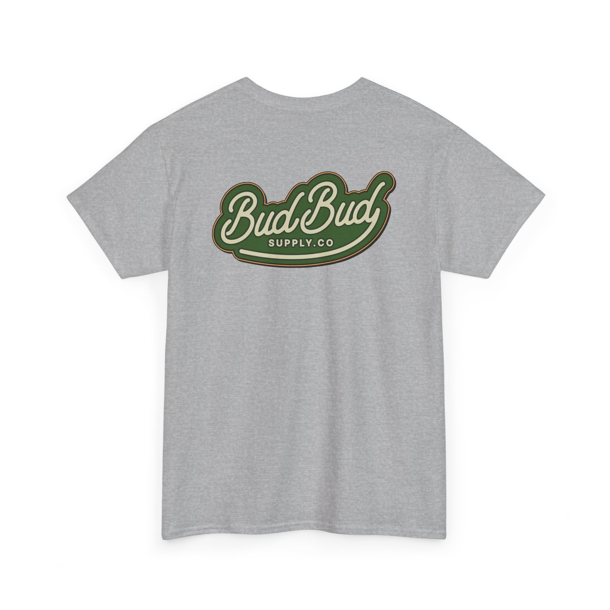 Bud Bud Supply Co. Logo Tee — Retro Green Script Chest & Back Shirt