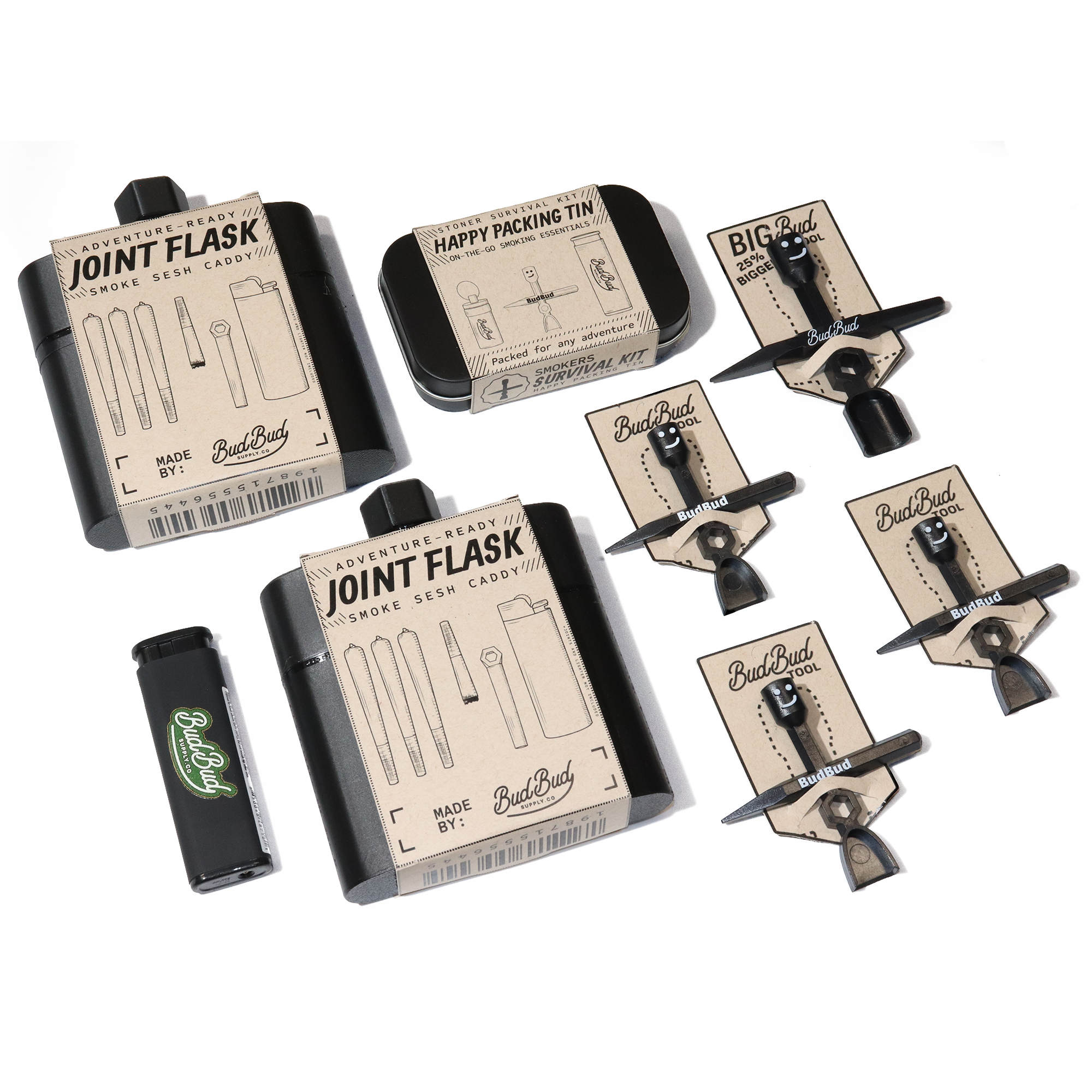 BudBud Full Loadout kit with complete smoking accessory set